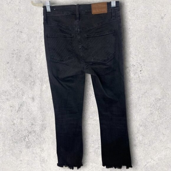 Madewell Tall Black Cali Demi-Boot Chewed Hem Jeans Size 25 Tall Raw Kick Flare - Picture 6 of 14